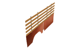 Wanden links + rechts lat-om-lat / lichtbruine onderpanelen