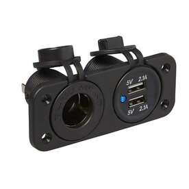 Inbouwkit 12 V - stopcontact/2xUSB