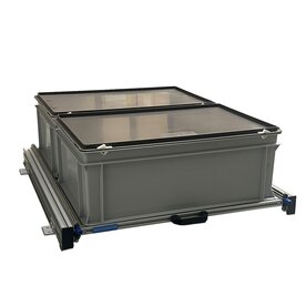 Schuifplateau aluminium voor camper 80x60 cm inclusief 2 bakken met deksel