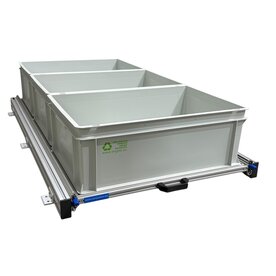 Schuifplateau aluminium voor camper 120x60 cm met 3 open bakken