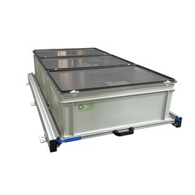 Schuifplateau aluminium voor camper 120x60 cm met 3  bakken met deksel