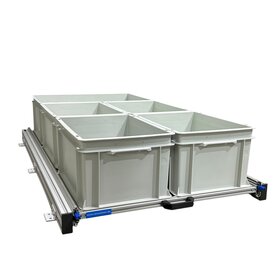 Schuifplateau aluminium voor camper 120x60 cm met 5 open bakken