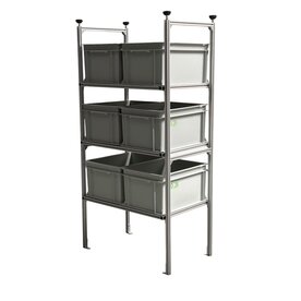 Opbergsysteem camper met 3 plateaus en 6 normbakken 30x40