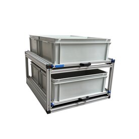 Schuifplateau dubbel 80x60 cm inclusief 4 open bakken