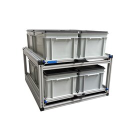 Schuifplateau dubbel 80x60 cm inclusief 6 gesloten bakken