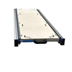 Schuifplateau aluminium voor camper 120x30 cm met multiplex berk 9 mm bovenplaat