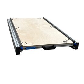 Schuifplateau aluminium voor camper 90x40 cm met multiplex berk 9 mm bovenplaat