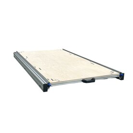 Schuifplateau aluminium voor camper 120x60 cm met multiplex berk  9 mm bovenplaat