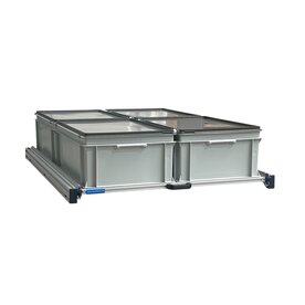 Schuifplateau aluminium voor camper 120x80 cm inclusief 4 bakken met deksel