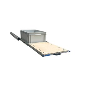 Schuifplateau aluminium voor camper 120x40 cm inclusief 1 open bak met multiplex berk 9 mm bovenplaat