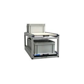 Schuifplateau dubbel 90x40 cm inclusief 3 open bakken met multiplex berk 9 mm bovenplaat