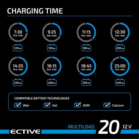 Ective Multiload lader 12 V 20 A