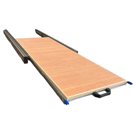 Schuifplateau aluminium voor camper 120x40 cm met multiplex 12 mm bovenplaat