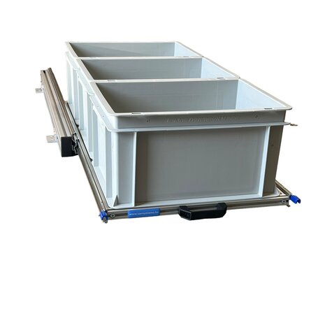 Schuifplateau aluminium voor camper 90x40 cm inclusief 3 open bakken