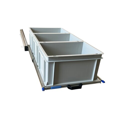 Schuifplateau aluminium voor camper 90x40 cm inclusief 3 open bakken