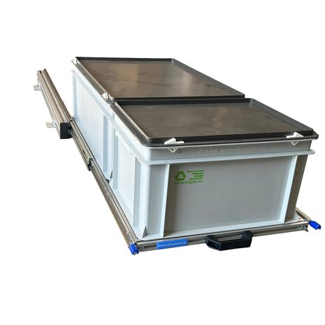 Schuifplateau aluminium voor camper 90x40 cm inclusief 2 bakken met deksel