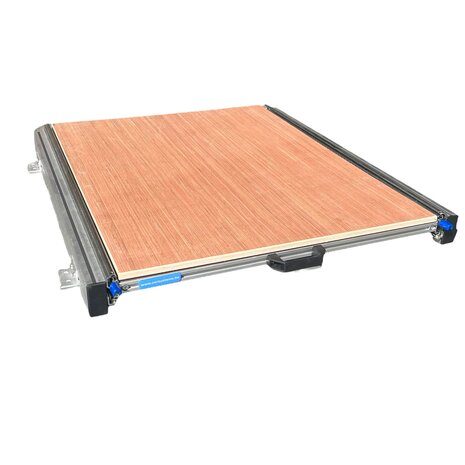 Plateau coullissant aluminium 80x60 cm pour camping car avec plancher multiplex 12 mm 