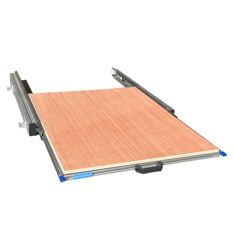 Plateau coullissant aluminium 80x60 cm pour camping car avec plancher multiplex 12 mm 