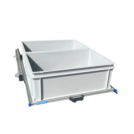 Schuifplateau aluminium voor camper 80x60 cm inclusief 2 open bakken