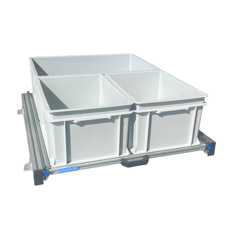 Schuifplateau aluminium voor camper 80x60 cm inclusief 3 open bakken