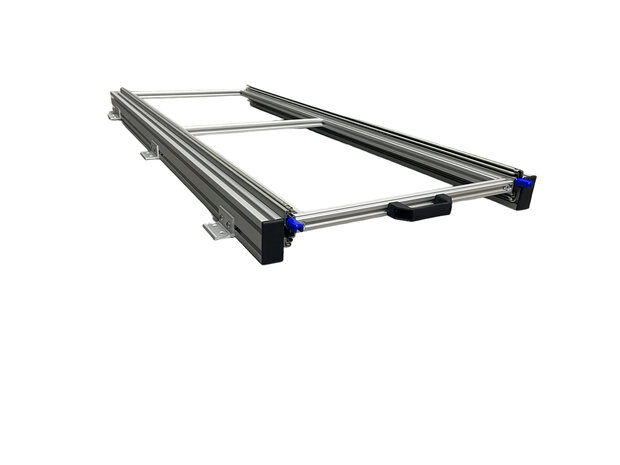 Schuifplateau aluminium voor camper 120x40 cm inclusief 2 open bakken