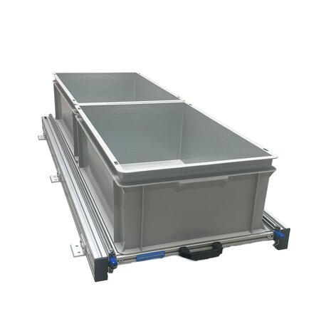 Schuifplateau aluminium voor camper 120x40 cm inclusief 2 open bakken