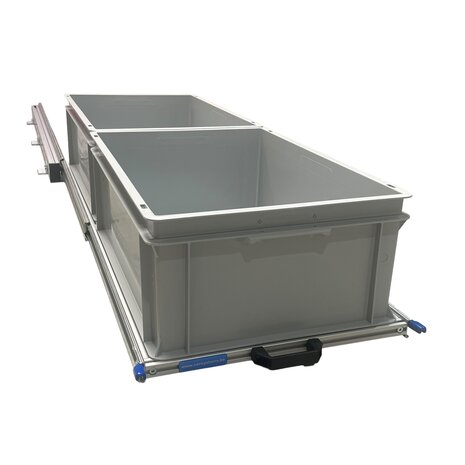 Schuifplateau aluminium voor camper 120x40 cm inclusief 2 open bakken