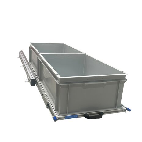 Schuifplateau aluminium voor camper 120x40 cm inclusief 2 open bakken