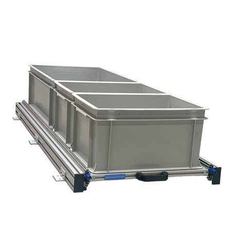 Schuifplateau aluminium voor camper 120x40 cm inclusief 3 open bakken