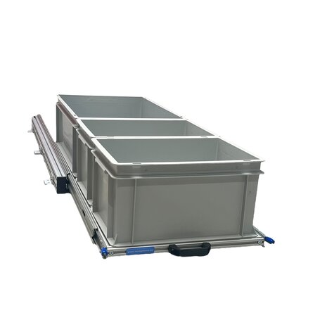 Schuifplateau aluminium voor camper 120x40 cm inclusief 3 open bakken