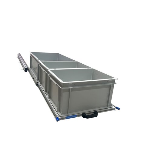 Schuifplateau aluminium voor camper 120x40 cm inclusief 3 open bakken