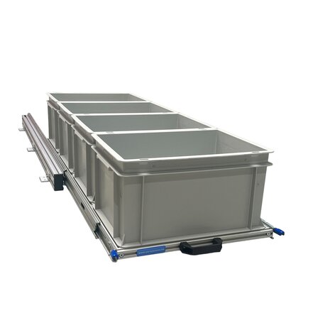 Schuifplateau aluminium voor camper 120x40 cm inclusief 4 open bakken