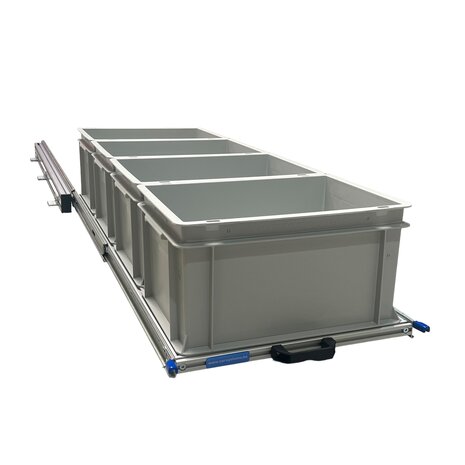 Schuifplateau aluminium voor camper 120x40 cm inclusief 4 open bakken