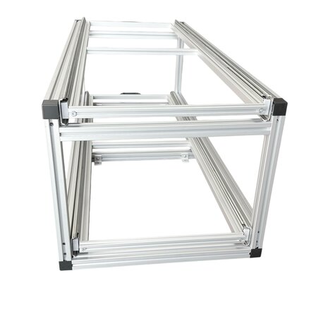 Schuifplateau dubbel 120x40 cm inclusief 3 bakken met deksel en aluminium traanplaat