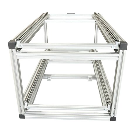 Schuifplateau dubbel 90x40 cm inclusief 2 open bakken en aluminium traanplaat