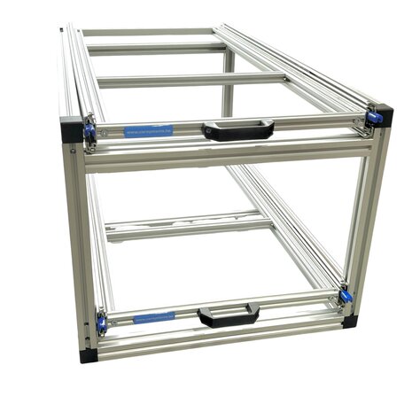 Schuifplateau dubbel 90x40 cm inclusief 2 open bakken en aluminium traanplaat