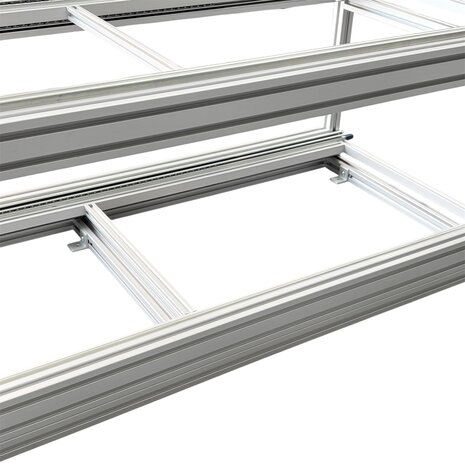 Schuifplateau dubbel 80x60 cm met aluminium bovenplaat en 3 open bakken