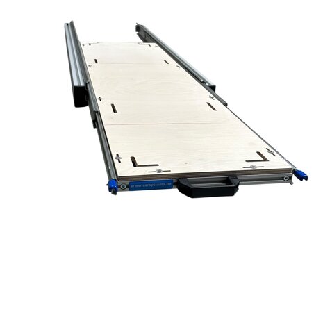 Schuifplateau aluminium voor camper 120x30 cm met multiplex berk 9 mm bovenplaat