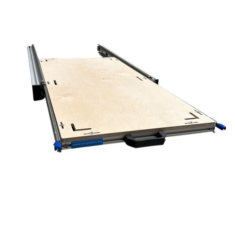 Schuifplateau aluminium voor camper 90x40 cm met multiplex berk 9 mm bovenplaat