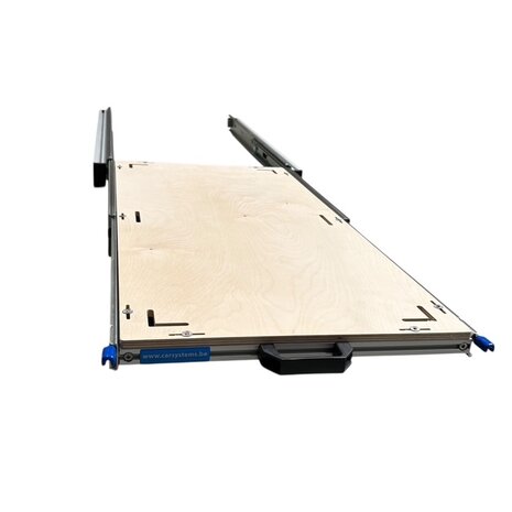 Schuifplateau aluminium voor camper 90x40 cm met multiplex berk 9 mm bovenplaat