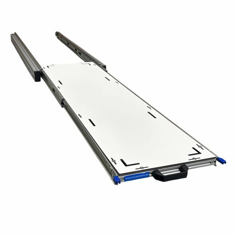 Schuifplateau aluminium voor camper 120x30 cm met Global Volkern topplaat 6 mm