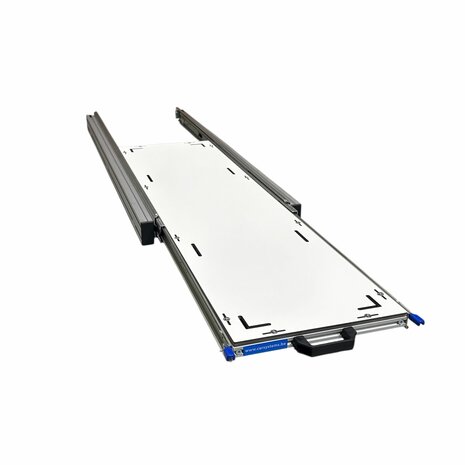 Schuifplateau aluminium voor camper 120x30 cm met Global Volkern topplaat 6 mm