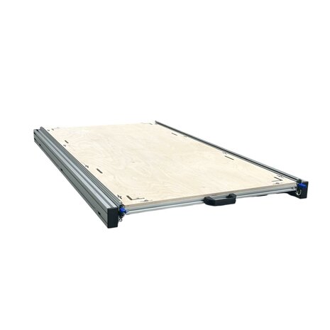 Schuifplateau aluminium voor camper 120x60 cm met multiplex berk  9 mm bovenplaat