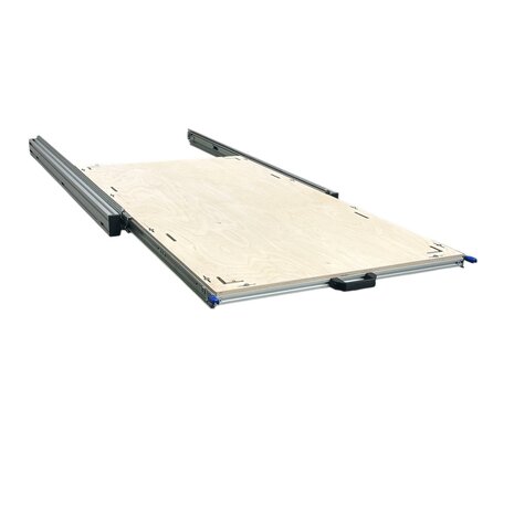Schuifplateau aluminium voor camper 120x60 cm met multiplex berk  9 mm bovenplaat