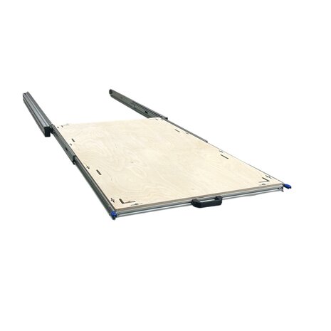 Schuifplateau aluminium voor camper 120x60 cm met multiplex berk  9 mm bovenplaat