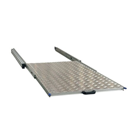 Schuifplateau aluminium voor camper 120x60 cm met aluminium traanplaat