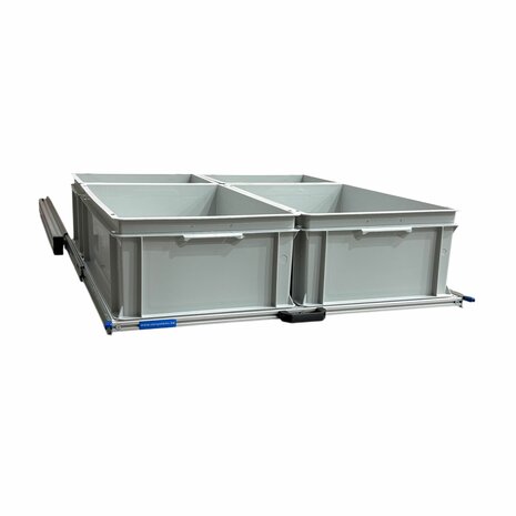 Schuifplateau aluminium voor camper 90x80 cm inclusief 4 open bakken
