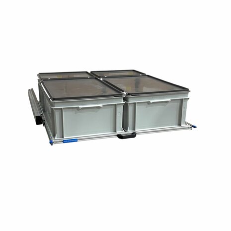 Plateau coulissant en aluminium pour camping-car 90x80 cm, avec 4 bacs avec couvercle