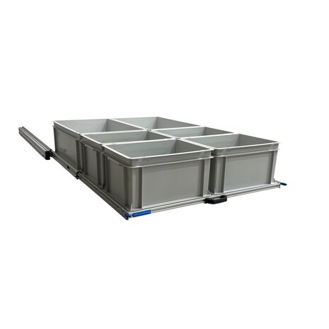Schuifplateau aluminium voor camper 120x80 cm inclusief 6 open bakken