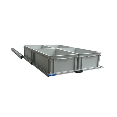 Schuifplateau aluminium voor camper 120x80 cm inclusief 4 open bakken